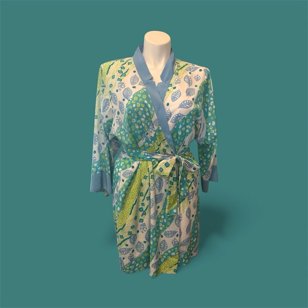 Oscar de la Renta Vibrant Blue and Green Robe